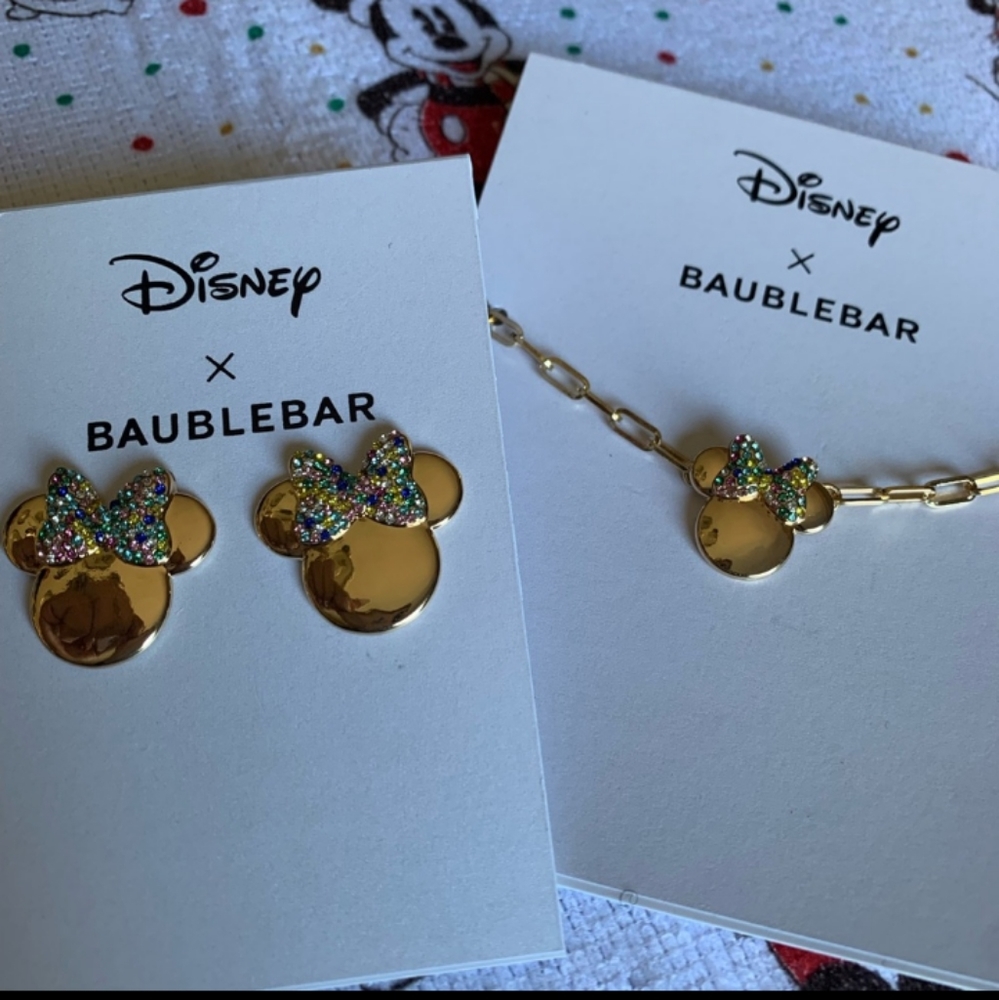 Disney x Baublebar Minni Mouse Earrings  and Necklace Set